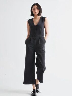 DU/ER Black Tailored Sleeveless V-Neck Jumpsuit